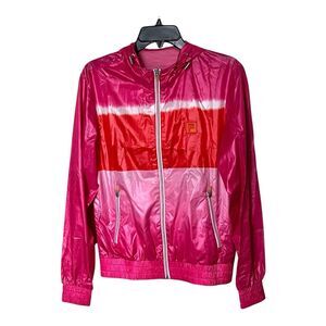 Fila Pink and Orange Ombre Nylon Zip Front Windbreaker Jacket Size 95 or Small